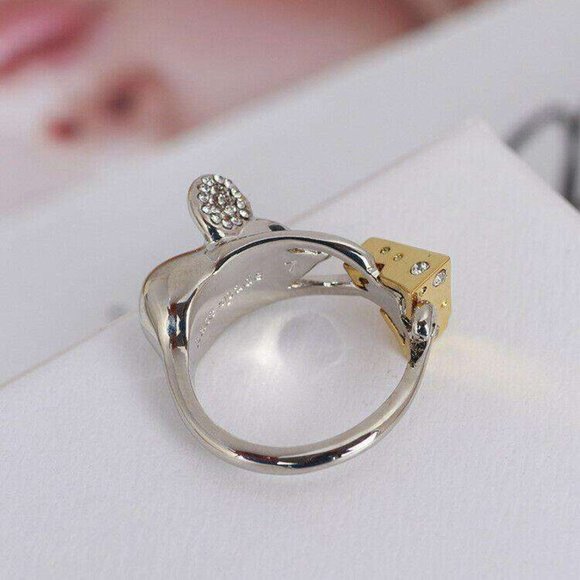 Kate Spade Mouse and Cheese Silver Crystal Ring - Picture 3 of 7